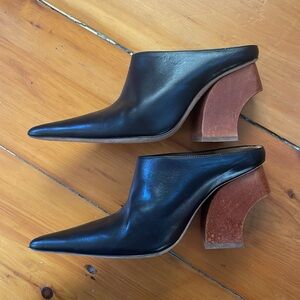 Rejina Pyo Black Leather Jasmin Mule Heel Size 36 6 MSRP 375
